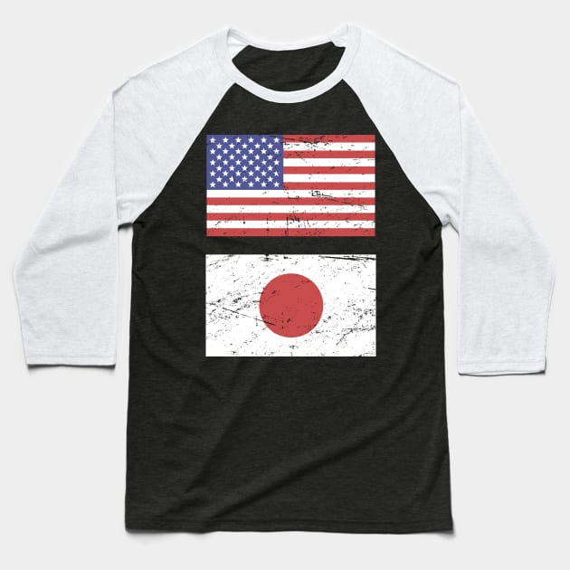 United States Flag & Japan Flag Baseball T-Shirt by MeatMan